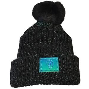 Disney LOVE YOUR MELON LIGHTYEAR Black Sparkle Knit Hat with Removable Pom Pom